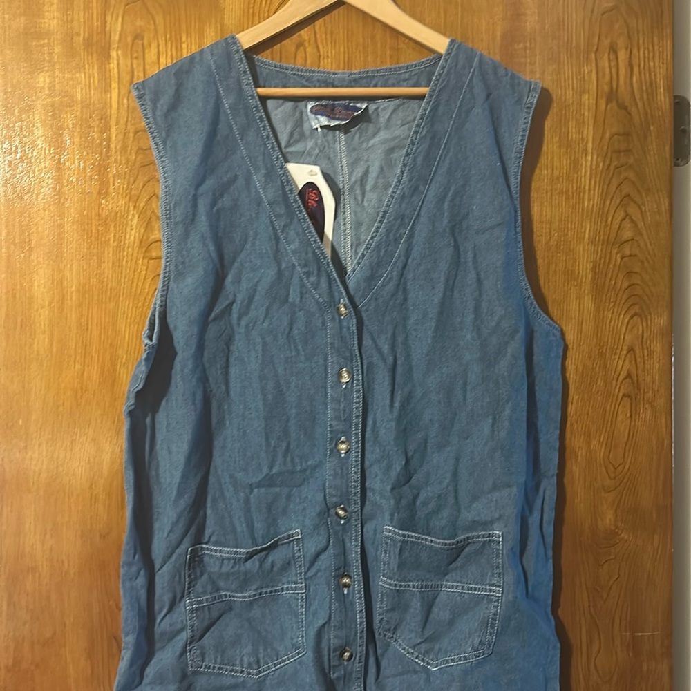 Sleeveless Blue Denim Vest - Unbranded